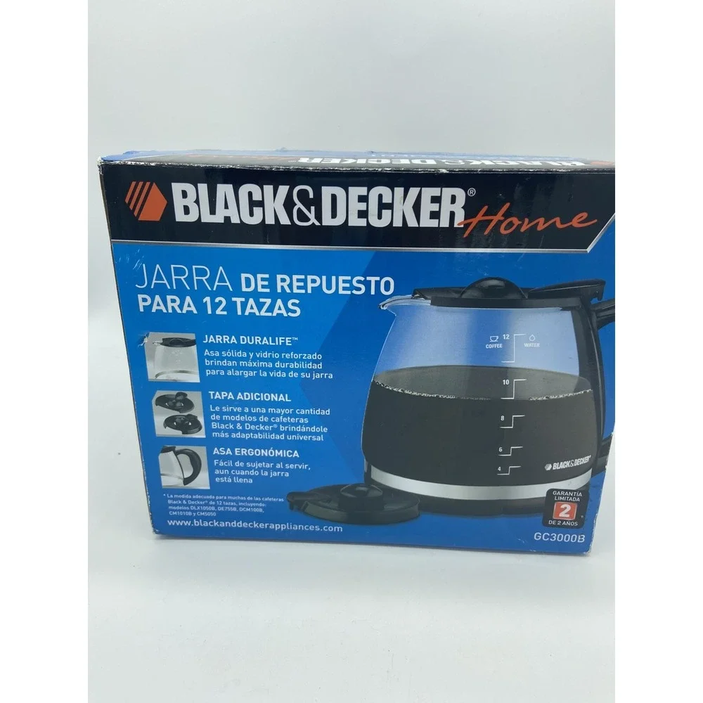Black & Decker 12-Cup Replacement Carafe GC3000B Black Lid Duralife Coffee Pot